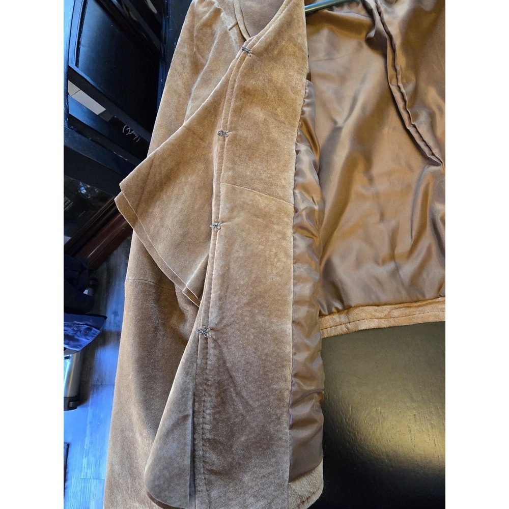 Boston Proper Brown Leather Ruffle Button Jacket Lined Size 8 MPN 83952 - Picture 6 of 8